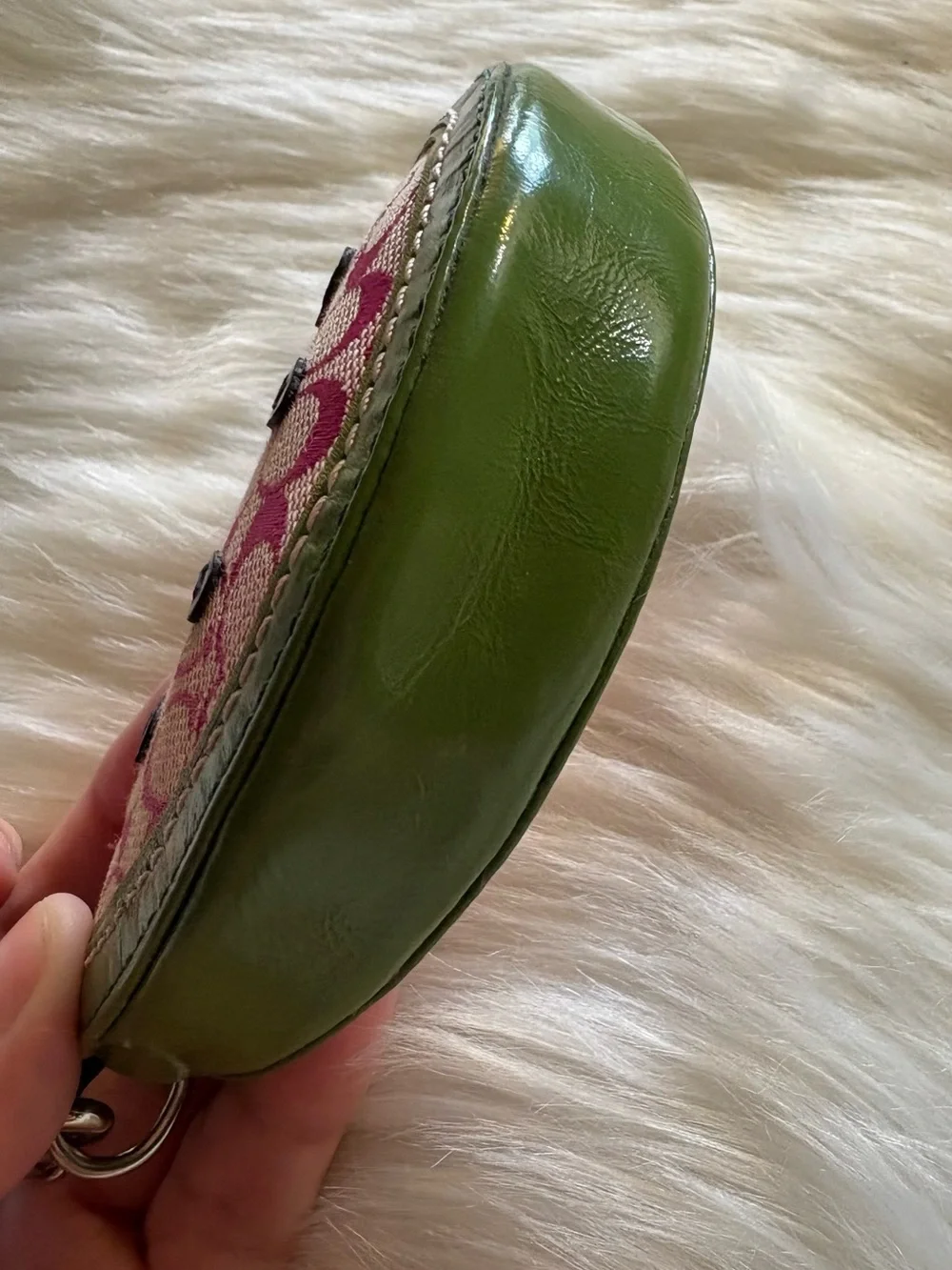 RARE VINTAGE 2006 COACH JACQUARD & LEATHER WATERMELON FRUIT WEDGE WRISTLET